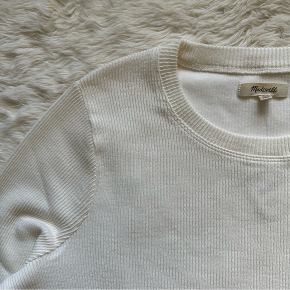 Madewell Top Elwood Knot Front Long Sleeve Jacquard Ivory Cream XXL NWOT - Picture 6 of 12
